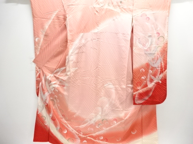 ラインストーン　鳥模様振袖